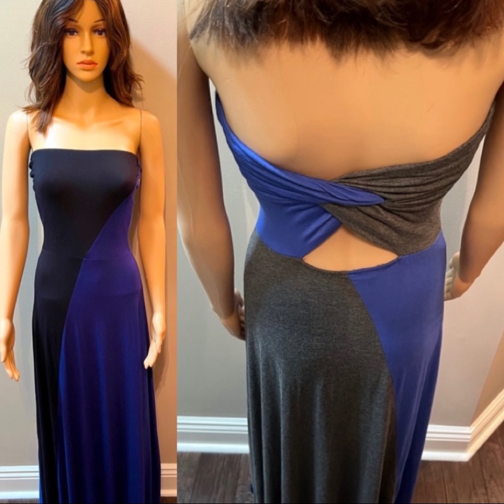 Felicity & Coco Black, Blue Gray Strapless Tank Dress. SzM